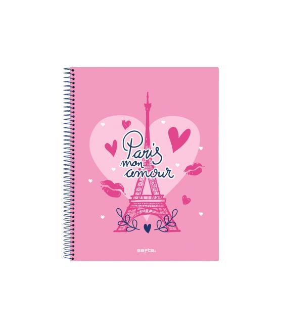 Cuaderno espiral safta microperforado din a4 tapa forrada 120 hojas cuadro 5 mm 60 gr paris