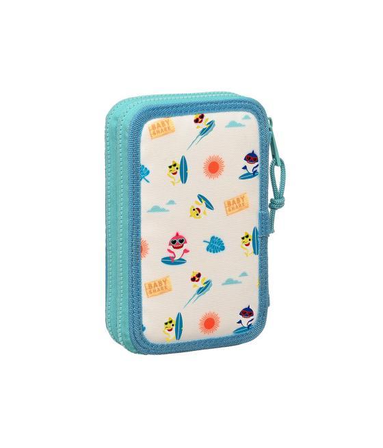 Plumier escolar safta doble pequeño 28 piezas baby shark surfing 40x125x195 mm