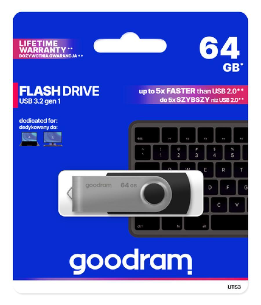 Goodram uts3 - pendrive - 64gb - usb 3.0 - negro