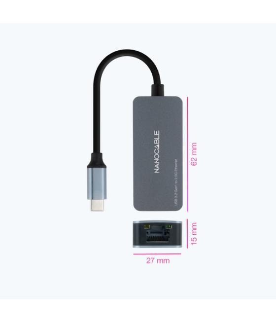 Adaptador rj45 nanocable 10.03.0410/ usb tipo-c macho - rj45 hembra