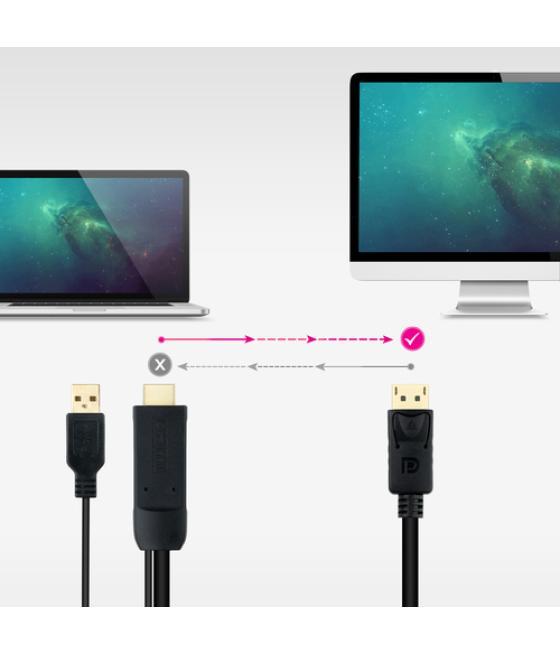 Cable conversor hdmi a dp, hdmi/m-dp/m negro 1.8 m