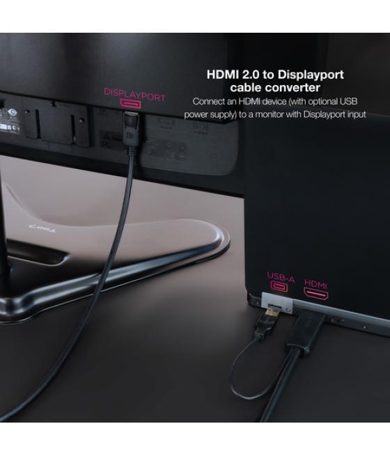 Cable conversor hdmi a dp, hdmi/m-dp/m negro 1.8 m