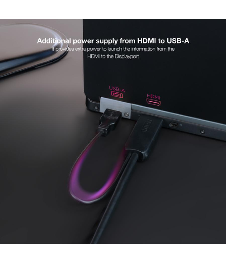 Cable conversor hdmi a dp, hdmi/m-dp/m negro 1.8 m