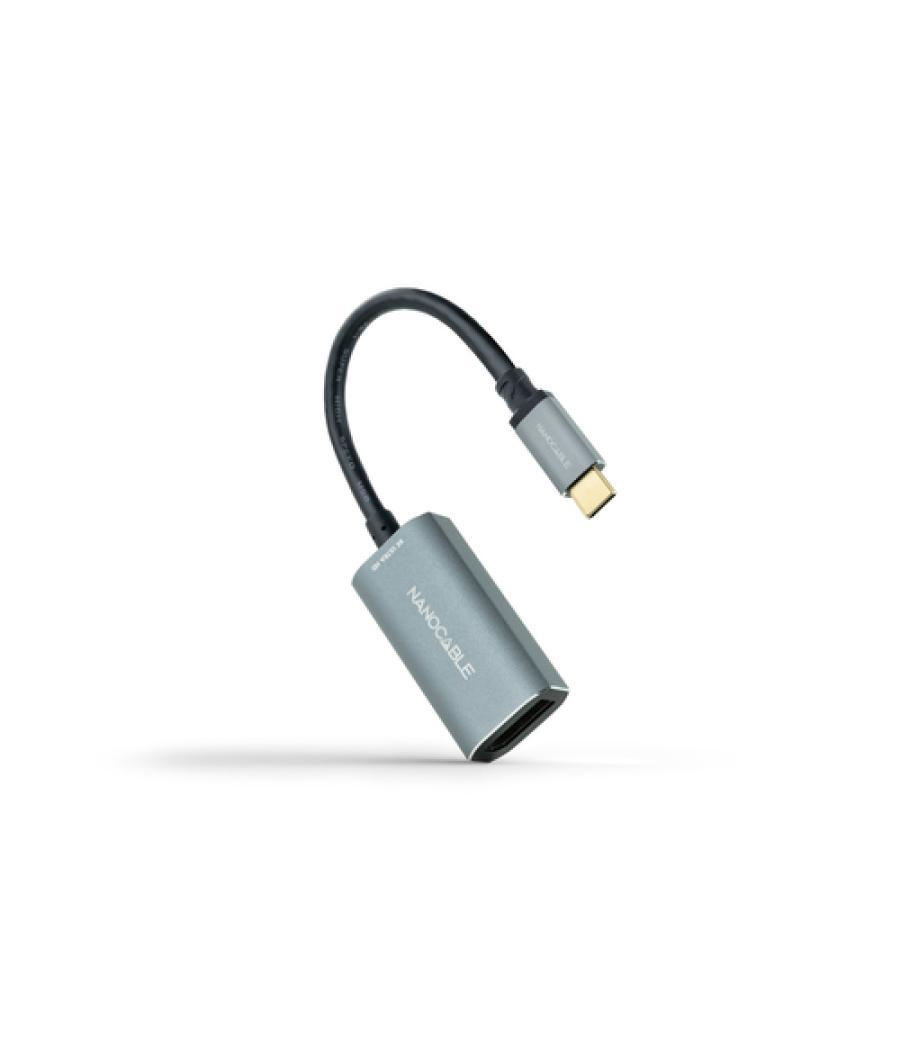 Conversor usb-c a dp 8k aluminio gris 15 cm