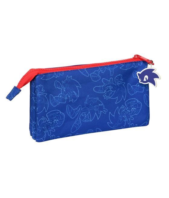 Bolso escolar portatodo safta triple sonic the hedgehog let s roll 120x220x30 mm