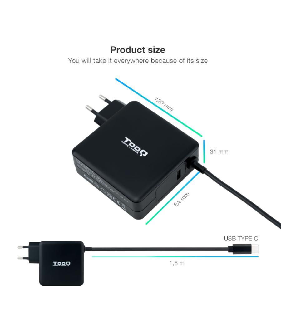 Tooq cargador portátil conector usb-c 90w