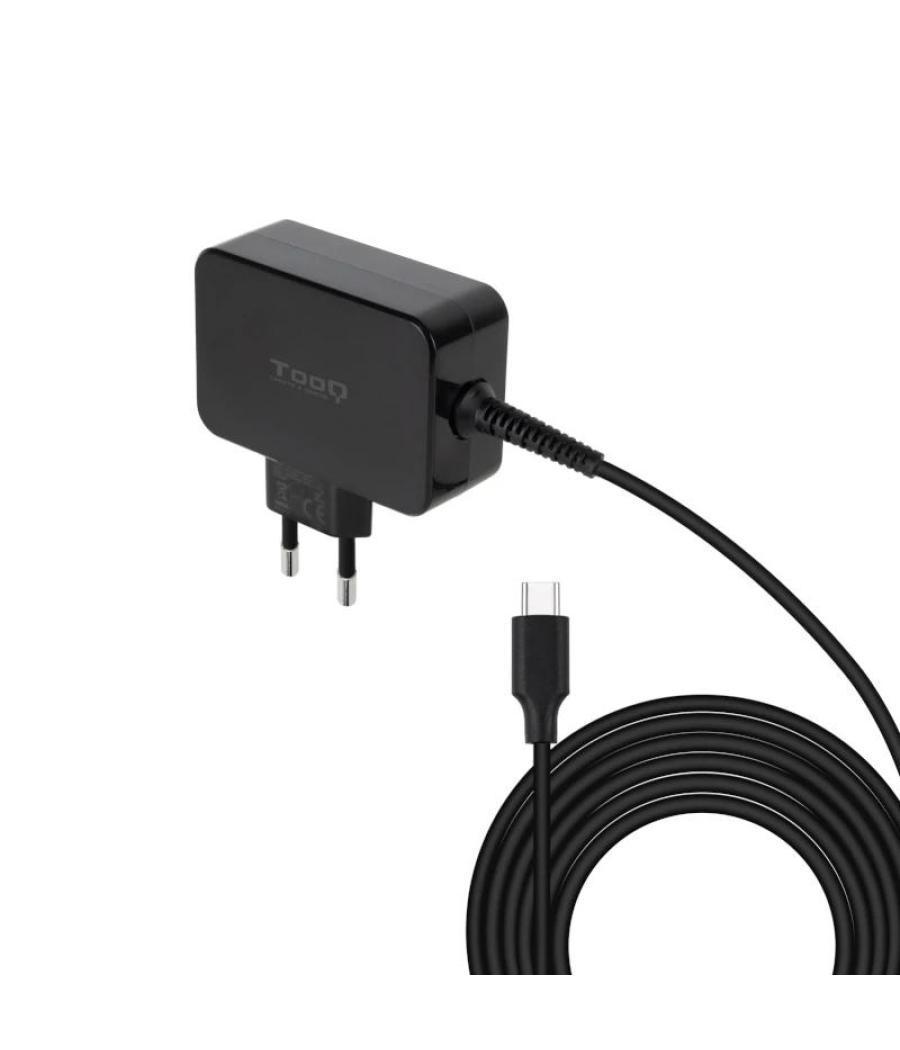 Tooq cargador portatil gan usb-c pd 65w negro