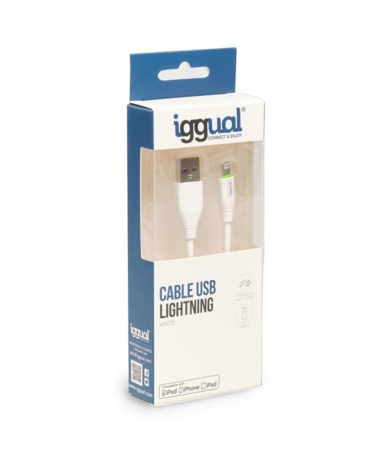 Iggual cable usb-a/lightning 100 cm blanco