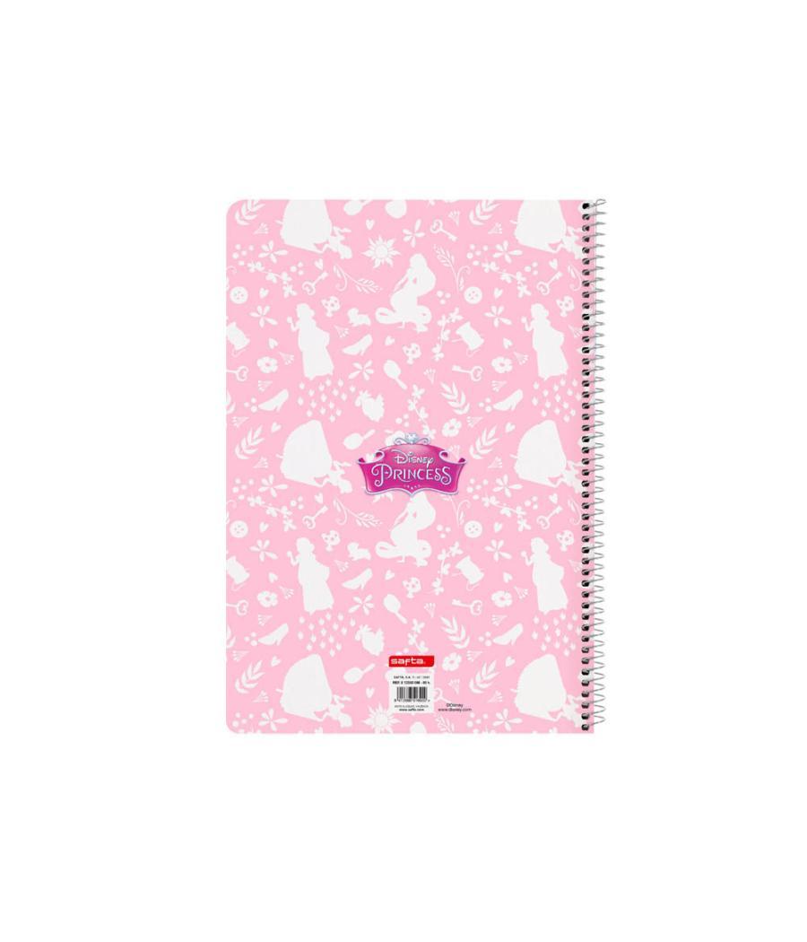 Cuaderno espiral safta folio 80 h 60 gr cuadro 4 mm tapa extradura princesas disney magical