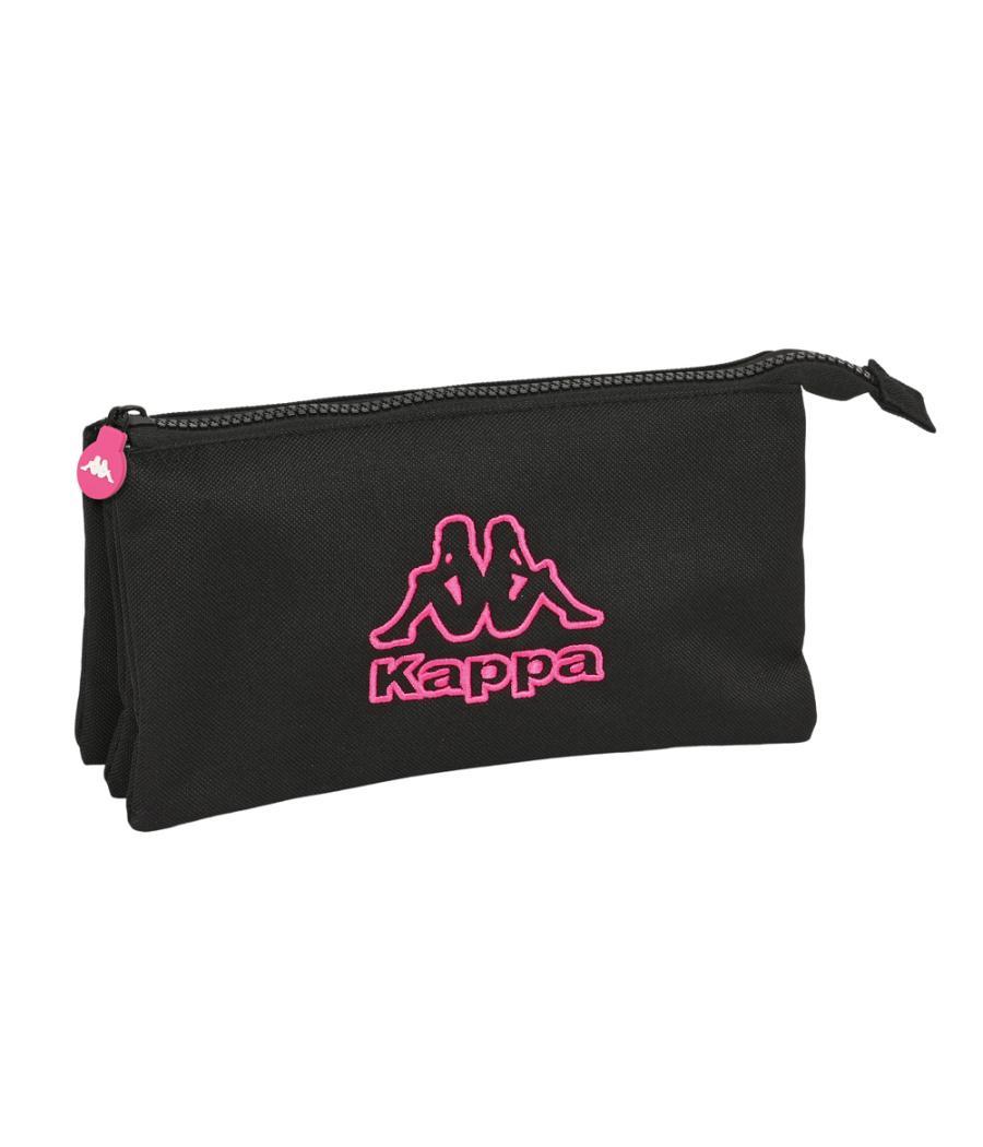 Bolso escolar portatodo safta triple cremallera kappa black and pink 120x220x30 mm