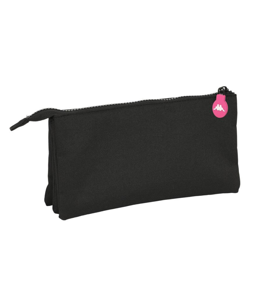 Bolso escolar portatodo safta triple cremallera kappa black and pink 120x220x30 mm