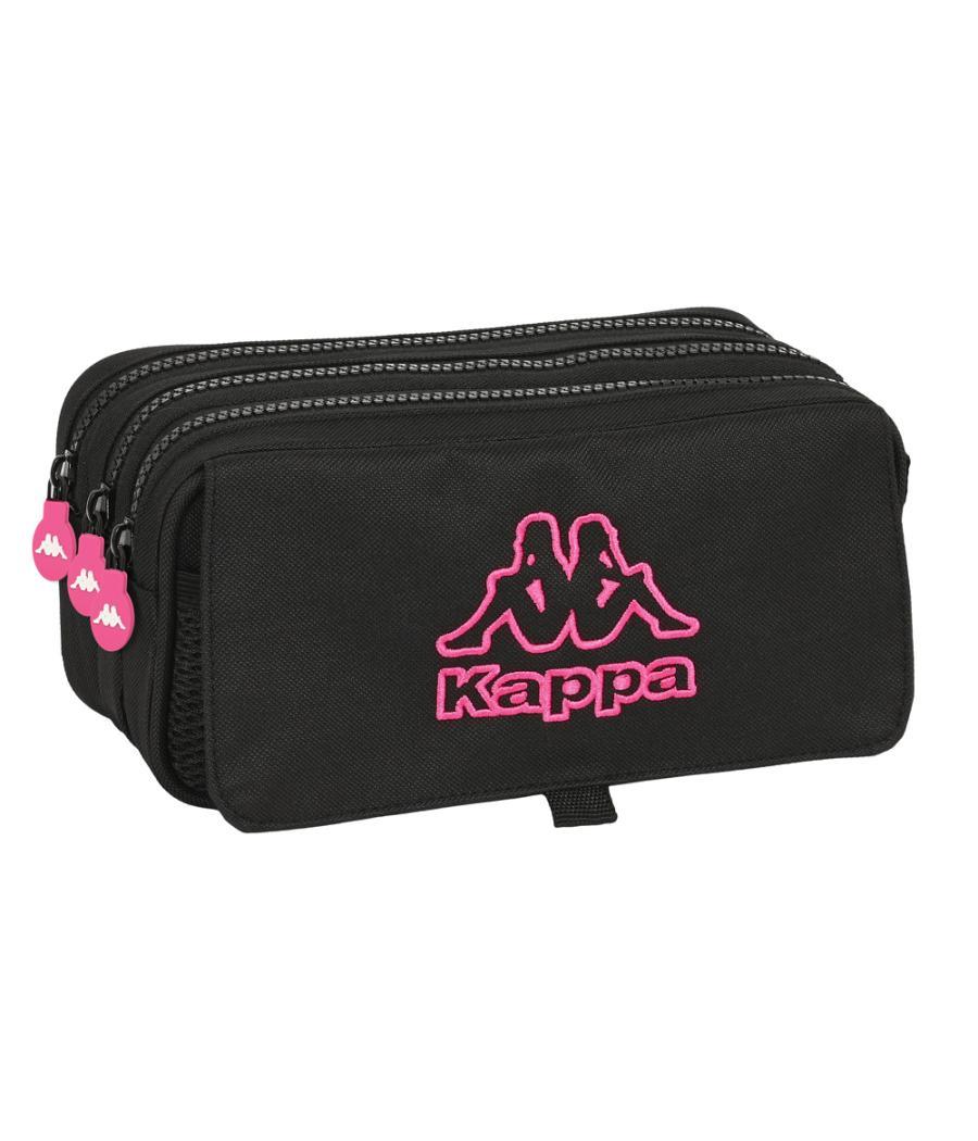 Bolso escolar portatodo safta triple cremallera kappa black and pink 100x215x80 mm