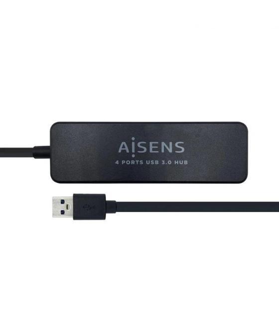 Aisens hub usb 3.0 tipo a/m-4xtipo a/h negro 30cm