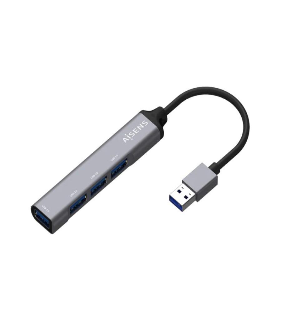 Aisens hub usb 3.0 tipo a/m-4xtipo a/h gris 10cm