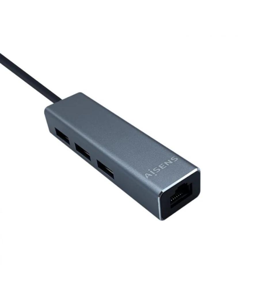 Aisens conversor usb 3.1 ethernet + 3 usb3.0 gris