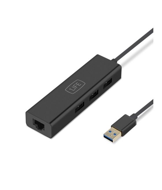 1LIFE - Hub 3x USB 3.0 + Tarjeta de red RJ45 Gigabit 10/100/1000 - Imagen 1