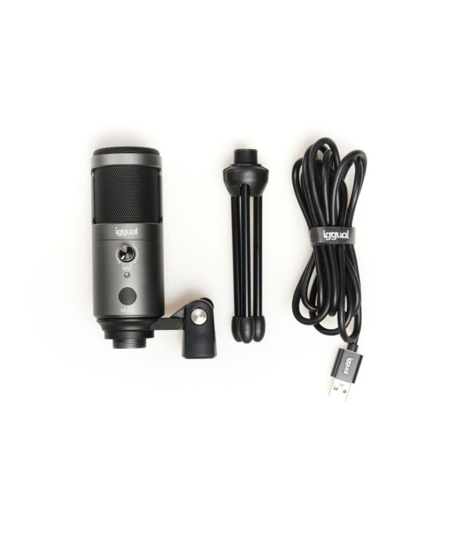 Iggual micrófono condensador podcasting pro gris