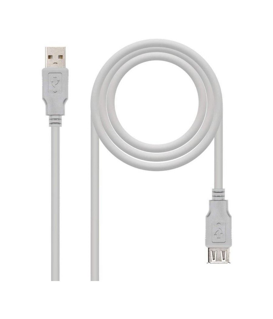 Cable alargador usb 2.0 nanocable 10.01.0204/ usb macho - usb hembra/ 3m/ beige - Imagen 2