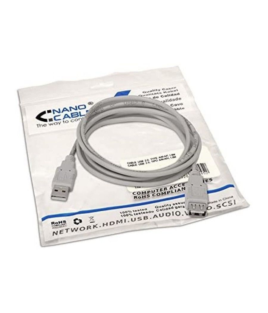Cable alargador usb 2.0 nanocable 10.01.0204/ usb macho - usb hembra/ 3m/ beige - Imagen 5