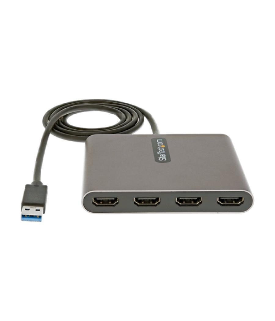 StarTech.com Adaptador USB 3.0 a 4 Puertos HDMI - Tarjeta Gráfica y de Vídeo Externa - Dongle Llave USB-A a 4x HDMI - 1080p a 60