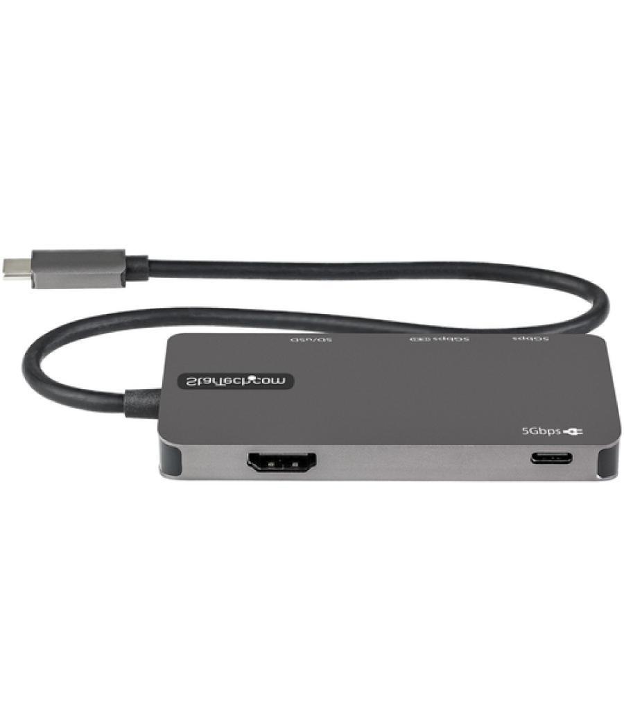 StarTech.com Adaptador Multipuertos USB C - USB C a HDMI de 4K - 100W de Entrega de Alimentación PD - SD - MicroSD - Hub Ladrón 