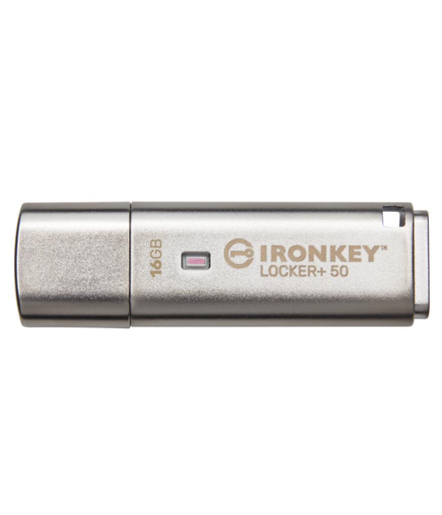 Kingston Technology IronKey Locker+ 50 unidad flash USB 16 GB USB tipo A 3.2 Gen 1 (3.1 Gen 1) Plata