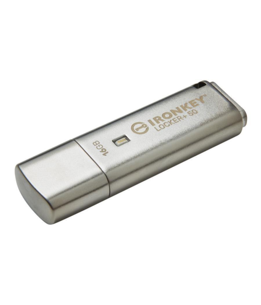 Kingston Technology IronKey Locker+ 50 unidad flash USB 16 GB USB tipo A 3.2 Gen 1 (3.1 Gen 1) Plata