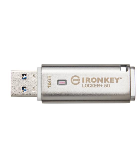 Kingston Technology IronKey Locker+ 50 unidad flash USB 16 GB USB tipo A 3.2 Gen 1 (3.1 Gen 1) Plata