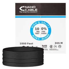 Bobina de cable rj45 utp nanocable 10.20.0304-ext-bk cat.5e/ 305m/ negro - Imagen 1