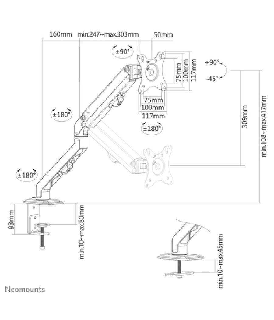 Neomounts Soporte de escritorio para pantalla plana