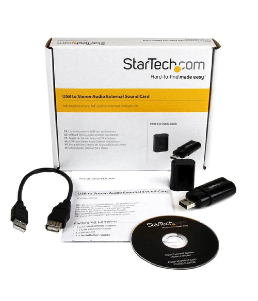 StarTech.com Tarjeta de Sonido Estéreo USB Externa Adaptador Conversor - Negro