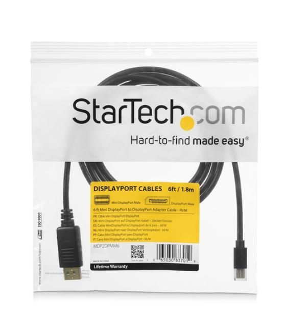 StarTech.com Cable de 1,8m Mini DisplayPort a DisplayPort 1.2 - Cable Adaptador Mini DisplayPort a DisplayPort 4K x 2K UHD - Cab