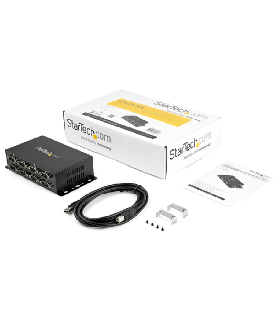 StarTech.com Adaptador Hub Concentrador USB a 8 Puertos Serie RS232 Industrial Montaje en Pared Riel DIN