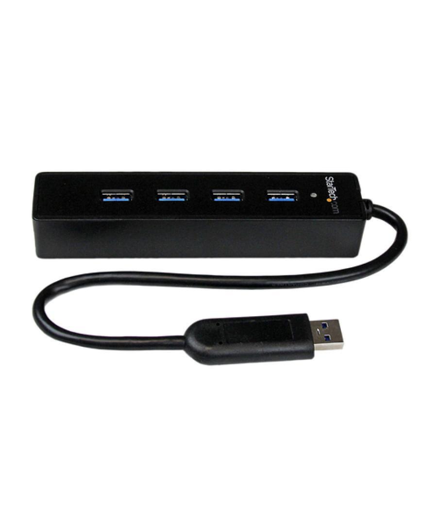StarTech.com Adaptador Concentrador Hub Ladrón USB 3.0 (5Gbps) Super Speed Portátil de 4 Puertos Salidas - Negro