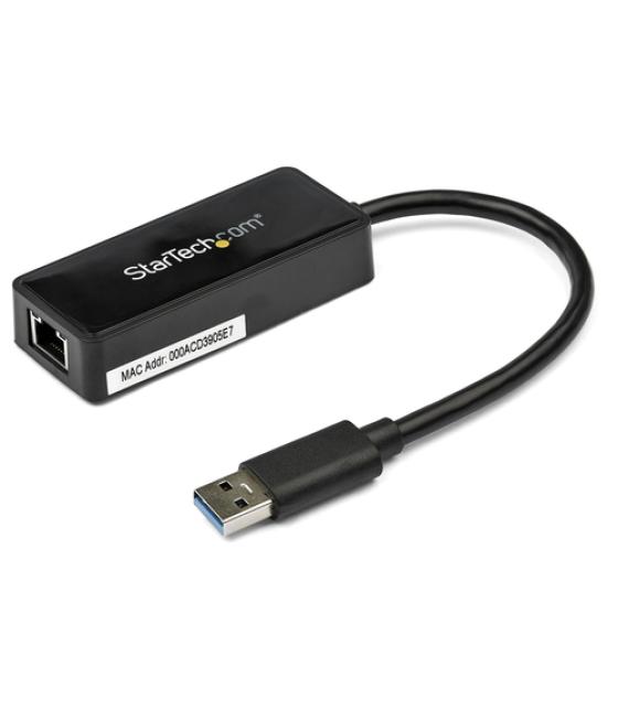 StarTech.com Adaptador Tarjeta de Red NIC Externa USB 3.0 de 1 Puerto Gigabit Ethernet RJ45 y Puerto USB - Negro