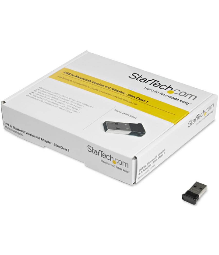 StarTech.com Micro Adaptador USB 2.0 Externo Bluetooth 4.0 EDR para Ordenador de Sobremesa o Portátil