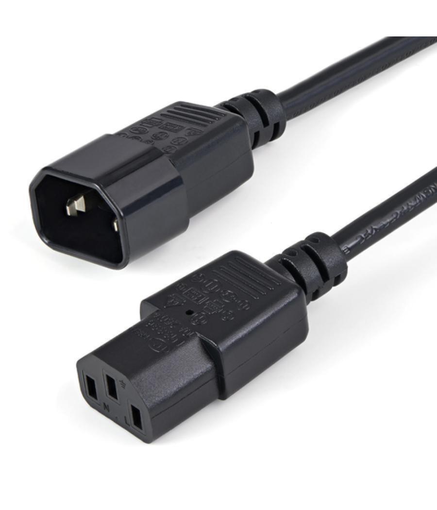 StarTech.com Cable de 1m de Extensión de Alimentación, C14 a C13, 10A 125V, 18AWG, Alargador de Cable de Corriente de Ordenador,