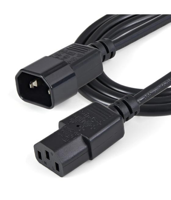 StarTech.com Cable de 1m de Extensión de Alimentación, C14 a C13, 10A 125V, 18AWG, Alargador de Cable de Corriente de Ordenador,