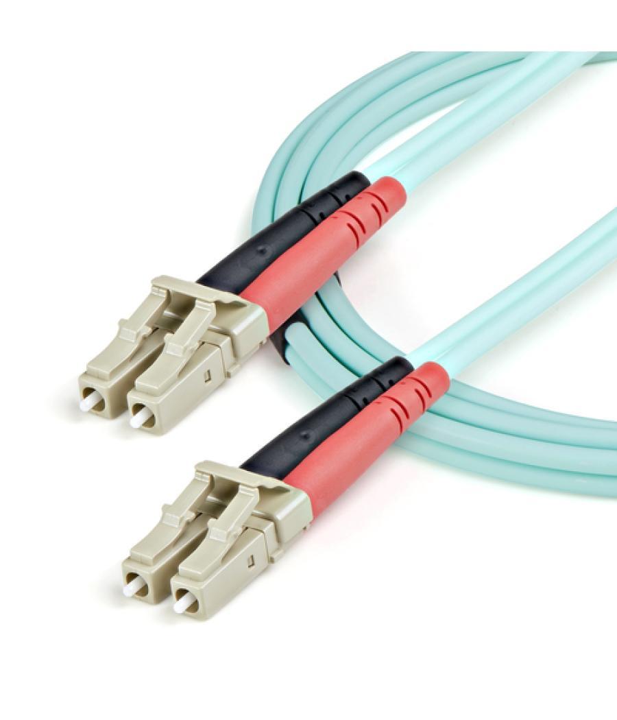 StarTech.com Cable de 1m de Fibra Óptica Multimodo OM3 LC a LC UPC - Full Duplex 50/125µm - para Redes de 100G - LOMMF/VCSEL - P