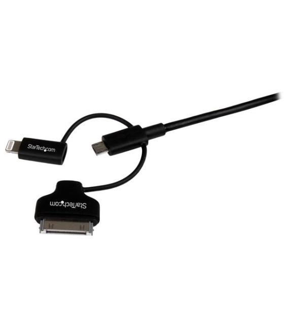 StarTech.com Cable de 1m Lightning, Dock de 30 pines o Micro USB a USB - Color Negro