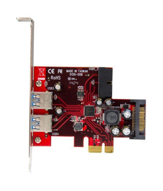 StarTech.com Adaptador tarjeta PCI Express de 2 puertos externos 2 internos USB 3.0 con alimentación SATA