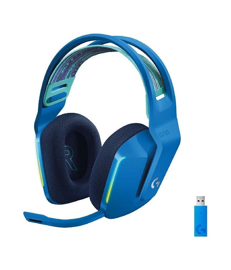 Auriculares gaming con micrófono inalámbricos logitech g733/ usb/ radiofrecuencia/ azul - Imagen 1