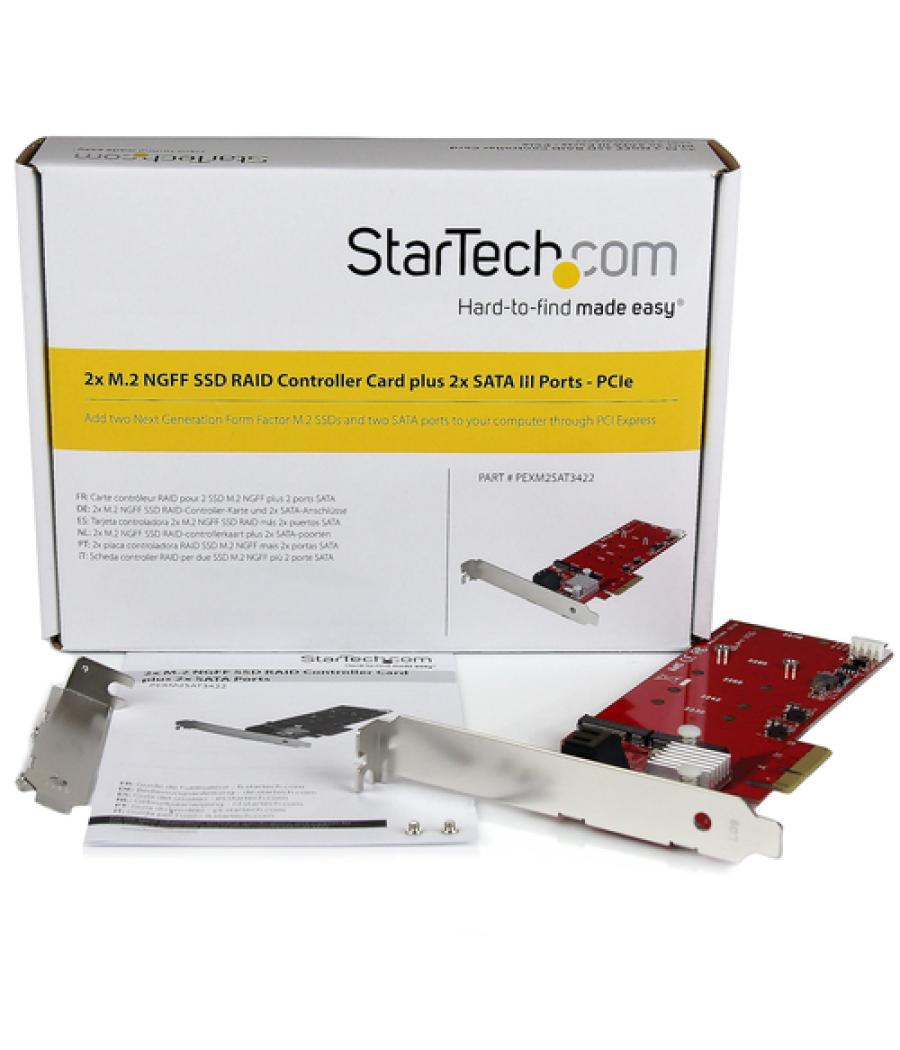StarTech.com Tarjeta PCI Express Controladora de 2x SSD NGFF M.2 y 2x Puertos SATA III