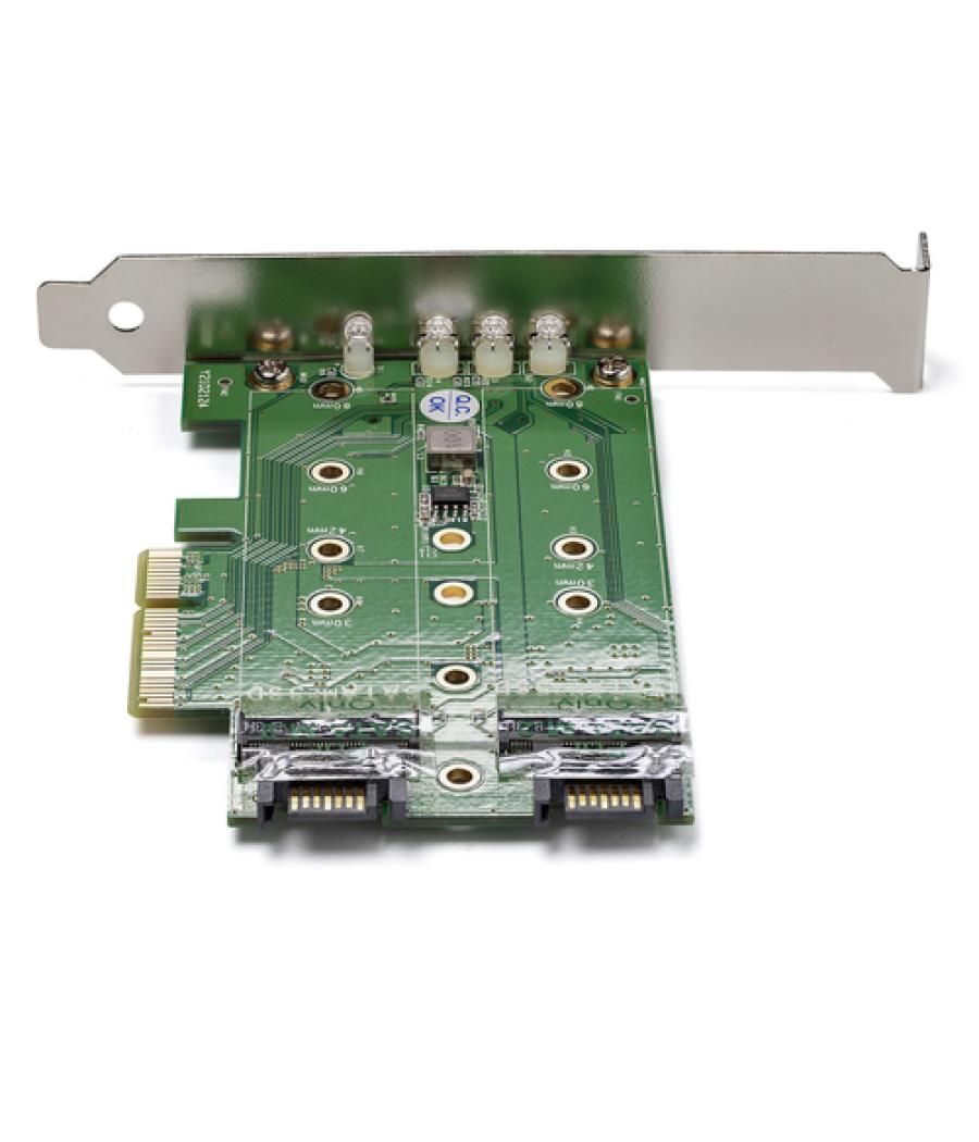 StarTech.com Tarjeta Adaptadora de 3 Puertos M.2 NGFF para SSD - Soporta 1x SSD M.2 PCIe NVMe - 2x SSD M.2 SATA III - Adaptador 