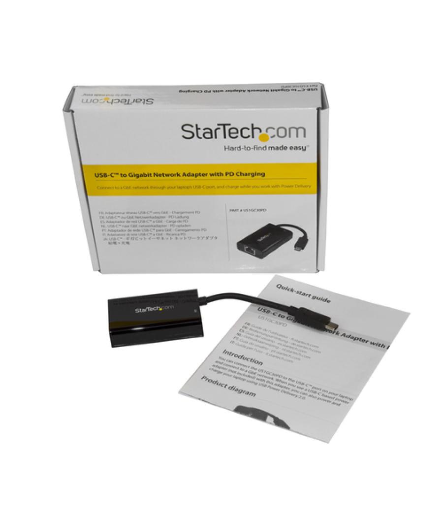 StarTech.com Adaptador Convertidor USB C a Ethernet Gigabit con PD 2.0 - Adaptador de Red NIC 1Gb LAN RJ45 USB Tipo C USB 3.1 co