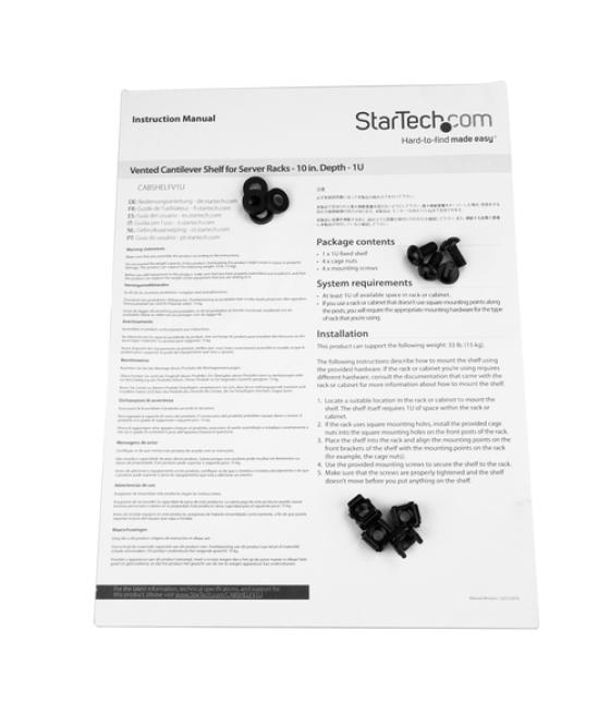 StarTech.com Bandeja Estante Ventilado de 1U para Armario Rack de Servidores de 19 Pulgadas - de 10 Pulgadas (254mm) de Profundi
