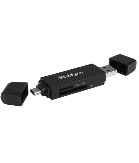 StarTech.com Lector Grabador USB 3.0 USB-C Tipo C y USB-A de Tarjetas de Memoria Flash SD Micro SD Alimentado por USB