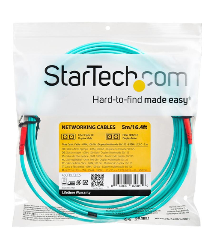 StarTech.com Cable de 5m de Fibra Óptica Multimodo LC/UPC a LC/UPC OM4 - 50/125µm - Fibra LOMMF/VCSEL - Redes de 100G - Cable LS