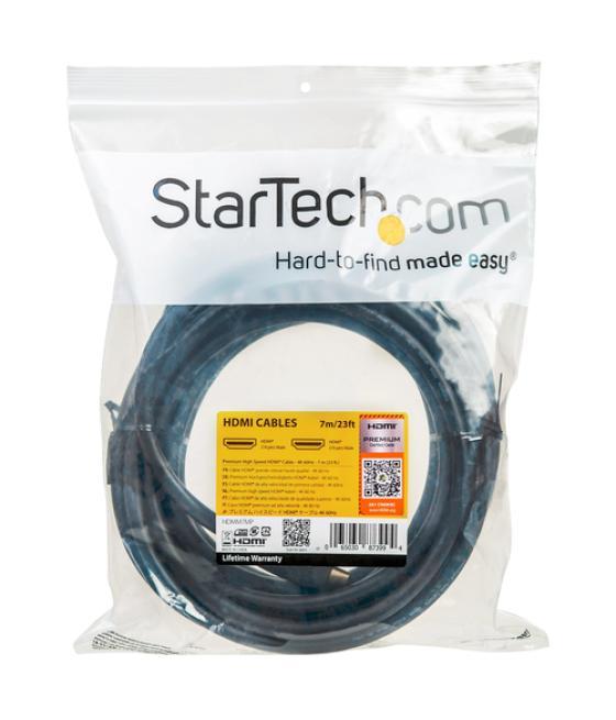 StarTech.com Cable de 7m HDMI 2.0 Certificado Premium con Ethernet - HDMI de Alta Velocidad Ultra HD de 4K a 60Hz HDR10 - para M