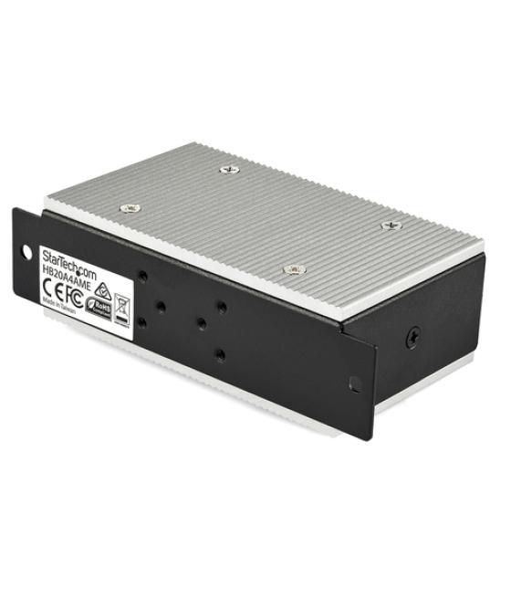 StarTech.com Concentrador USB 2.0 de 4 Puertos - Hub Industrial de Metal(4xUSB-A) con ESD y Protección contra Picos - Temperatur